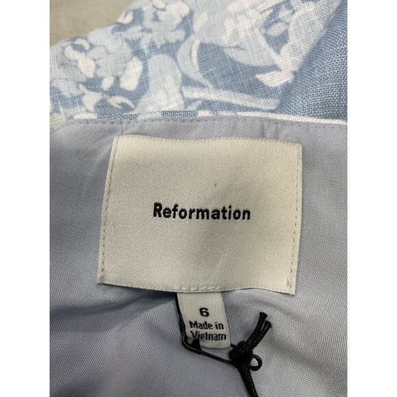 Reformation 'Darci' Blue Linen Top Size 6 - NWT - Picture 4 of 5
